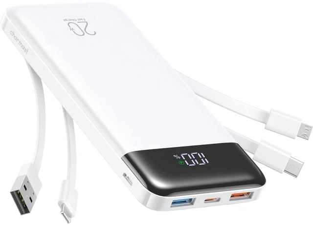 Main image of charmast Portable Charger Built-in Cables, 20000mAh Power Bank 6-Output | Travel Fast Charging Battery Pack for iPhone 17/16/15 Samsung Android, Flight-Approved, Multi-Device, USB-C & USB-A, LED %
