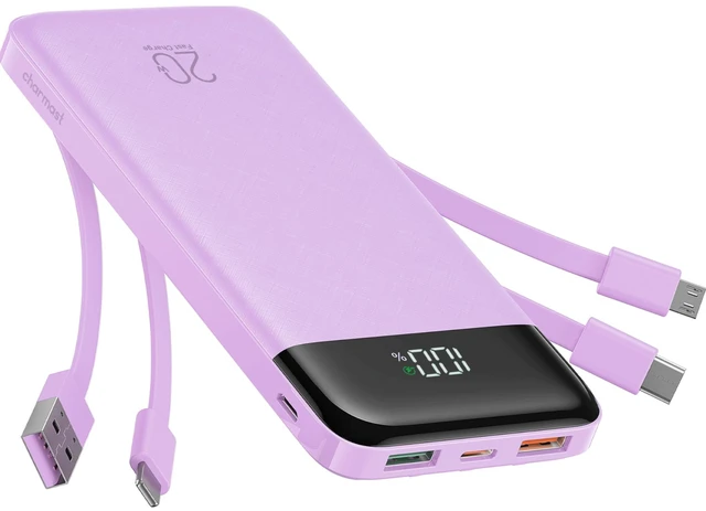 Main image of charmast Portable Charger Built-in Cables, 20000mAh Power Bank 6-Output | Travel Fast Charging Battery Pack for iPhone 17/16/15 Samsung Android, Flight-Approved, Multi-Device, USB-C & USB-A, LED %