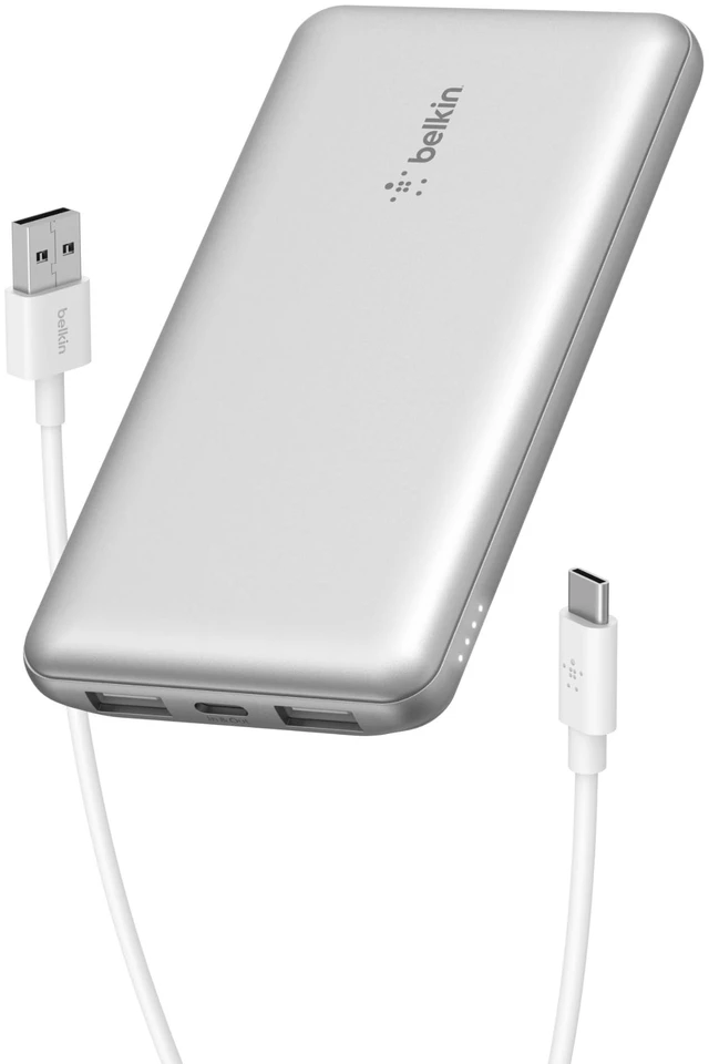 Main image of Belkin 10000mAh 15W 3 Port Power Bank, USB A to USB C Cable Included | Fast Charging, iPhone 17, Samsung Galaxy, Pixel, Airpods, iPad, Nintendo Switch 2, Battery Pack, USB C Port, USB A Port