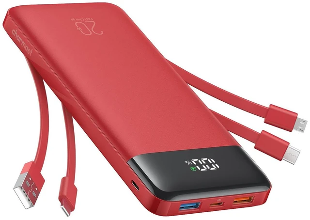 Main image of charmast Portable Charger Built-in Cables, 20000mAh Power Bank 6-Output | Travel Fast Charging Battery Pack for iPhone 17/16/15 Samsung Android, Flight-Approved, Multi-Device, USB-C & USB-A, LED %