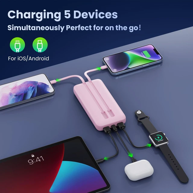Alt view image 3 of 5 - Portable Charger PowerBank 40,800mAh with Built-in Cables,25W PD Fast Charging +QC 4.0 Quick Phone Charging Power Bank, Travel Essential Charger Battery Pack for iPhone 17/16/15 Android Galaxy etc