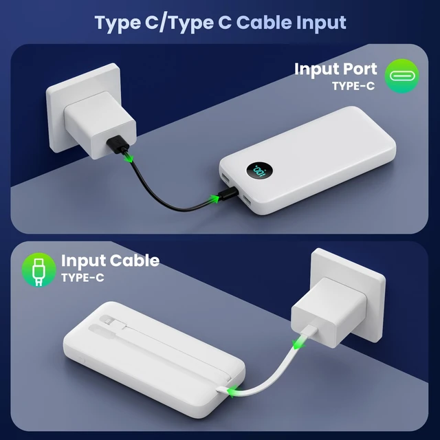 Alt view image 6 of 6 - Portable Charger PowerBank 40,800mAh with 2 Built-in Cables,25W PD Fast Charging +QC 4.0 Quick Phone Charging Power Bank, 5 Outputs LCD Display USB C Battery Pack for iPhone 16/15 Android Galaxy etc