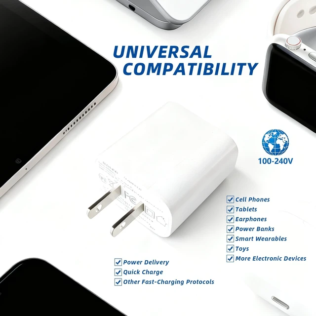 Alt view image 5 of 7 - SinitoAula 30W USB-C Charger Block with Extra USB-A Port (White, 1-Pack) | Type C Power Adapter for Wall Outlet, Fast Charging Plug for Cell Phones, Tablets, Earphones, Power Banks, Smart Wearables