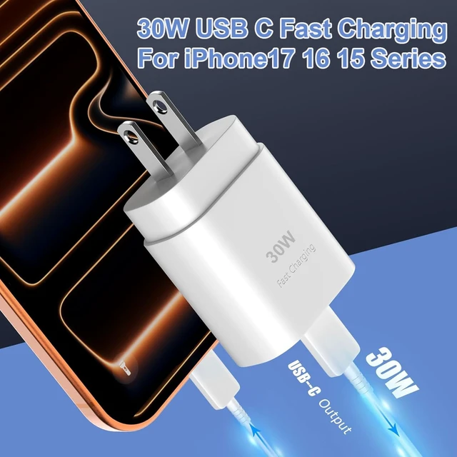 Alt view image 3 of 7 - USB C Charger Fast Charging30W i Phone 18 17 16 15 Type C Charger | USBC Charger Bock 3Pack 30W With 6 FT USB C Charger Cord For i Phone18/17/17 Pro/17 Pro Max//16/16 Pro/16 Pro Max/15/15
