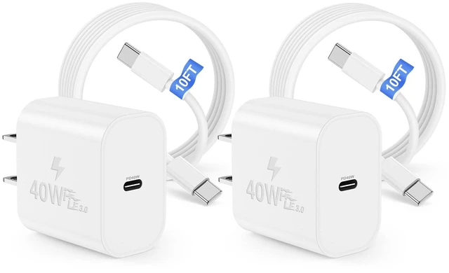 Main image of 40W iPhone 18 17 16 15 Charger Fast Charging, USB C Super Fast Charger Block and Long C to C Cable Cord 10ft for Apple iPhone 18 Pro Max/18 Pro/DUO/17 Pro Max/17 Air/16 Pro Max/15 Plus/iPad Plug Cube