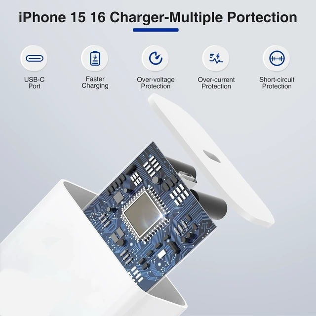 Alt view image 2 of 7 - 40W iPhone 18 17 16 15 Charger Fast Charging, USB C Super Fast Charger Block and Long C to C Cable Cord 10ft for Apple iPhone 18 Pro Max/18 Pro/DUO/17 Pro Max/17 Air/16 Pro Max/15 Plus/iPad Plug Cube