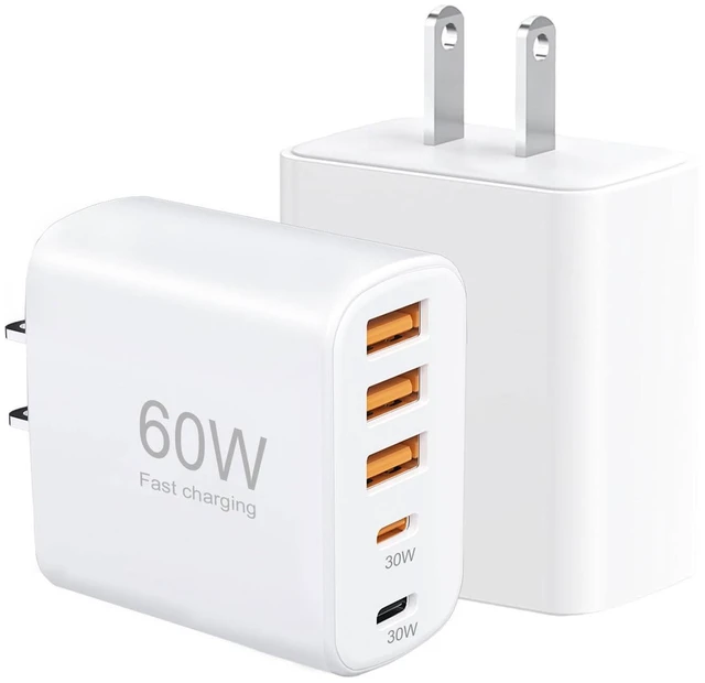Main image of USB C Charger Block,30W+30W Multiport Adpater for i Phone&S amsung | 2USB C+3USB 5 port USB C Fast Charging Cube for i Phone 18 17 16 15 14 13 12 11 Pro Max XS, S25/S24/S23