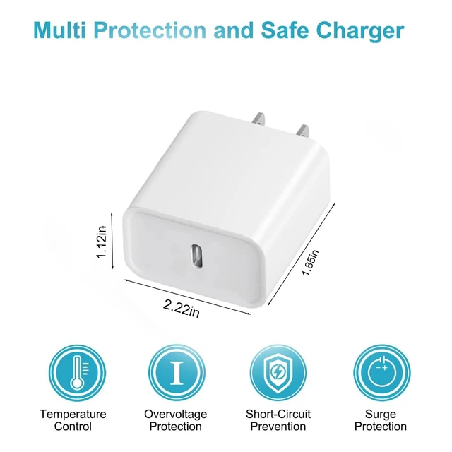 Alt view image 5 of 7 - i Phone 17/16/15 Fast Charger,2 Pack Type C Wall Charger Block with 4FT Cable for iPhone 17/16/15 Pro Max,AirPods Pro,iPad Pro-1