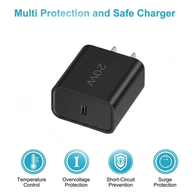 Alt view image 3 of 7 - 20W Fast Charger,3 Pack USB-C Port Charger with Type c-c Cablefor i Phone 17/16/15, i Pad and More (3P Black)
