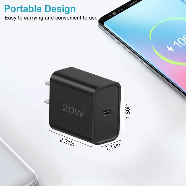Alt view image 5 of 7 - 20W Fast Charger,3 Pack USB-C Port Charger with Type c-c Cablefor i Phone 17/16/15, i Pad and More (3P Black)