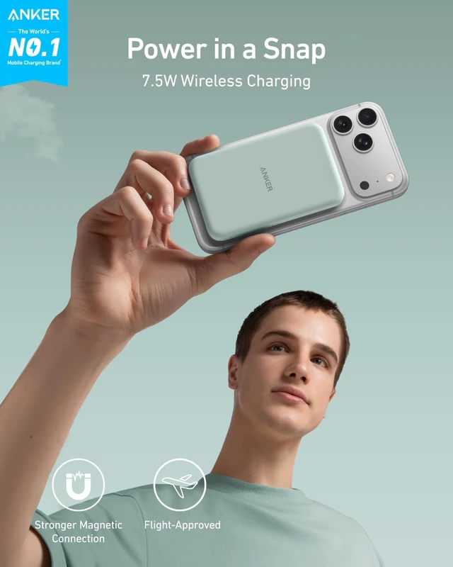 Alt view image 2 of 7 - Anker 621 MagGo Power Bank, 5,000mAh Magnetic Portable Charger | Travel Essential Battery Pack with USB-C Cable, Compatible with iPhone 16 / 15 / 14 / 13 / 12 Series
