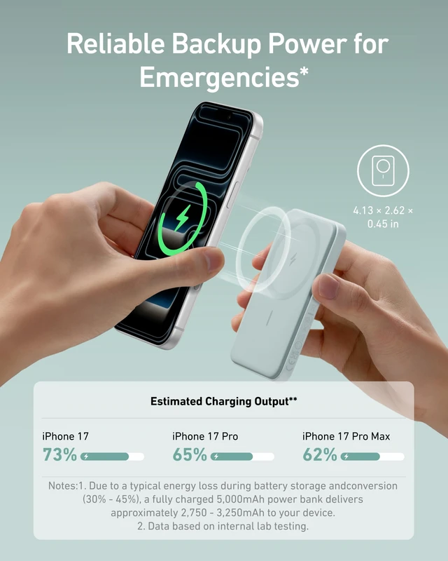 Alt view image 3 of 7 - Anker 621 MagGo Power Bank, 5,000mAh Magnetic Portable Charger | Travel Essential Battery Pack with USB-C Cable, Compatible with iPhone 16 / 15 / 14 / 13 / 12 Series
