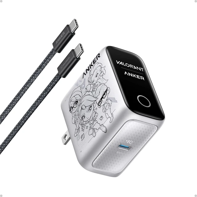 Main image of Anker Laptop Smart Display Charger, VALORANT Limited Edition, 100W Max | Up to 40% Longer Laptop Battery Lifespan, Smart Recognition, Single-Port USB C Charger for MacBook Pro / Air (Not a Battery)