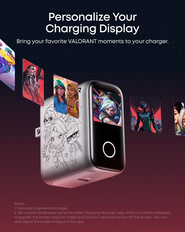 Alt view image 7 of 7 - Anker Laptop Smart Display Charger, VALORANT Limited Edition, 100W Max | Up to 40% Longer Laptop Battery Lifespan, Smart Recognition, Single-Port USB C Charger for MacBook Pro / Air (Not a Battery)