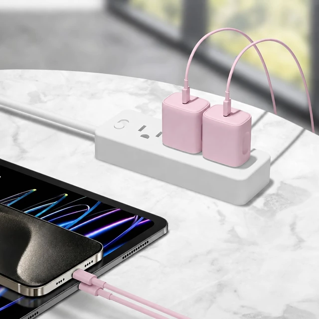 Alt view image 7 of 7 - iPhone 18 17 16 15 Charger Fast Charging 10FT - 20W USB C Charger Block | Type C Charger Fast Charging with 10FT Extra Long USB C to C Cable for iPhone 18 17 16 15 Pro Max, Duo, iPad (Pink)