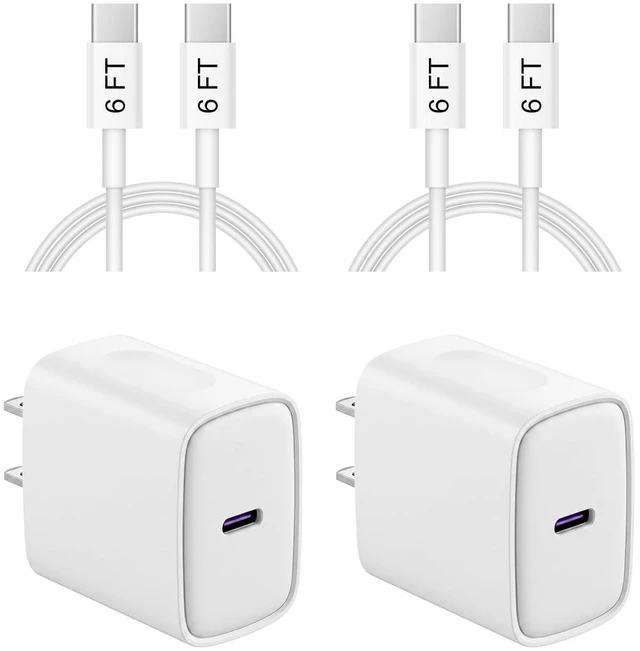 Main image of iPhone 18 17 16 15 Charger Fast Charging 6FT - 20W USB C Charger Block | Type C Charger Fast Charging with 6FT Extra Long USB C to C Cable for iPhone 18 17 16 15 Pro Max, Duo, iPad (White)