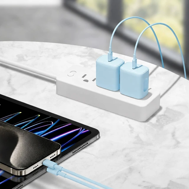 Alt view image 7 of 7 - iPhone 18 17 16 15 Charger Fast Charging 6FT - 20W USB C Charger Block | Type C Charger Fast Charging with 6FT Extra Long USB C to C Cable for iPhone 18 17 16 15 Pro Max, Duo, iPad (Blue)