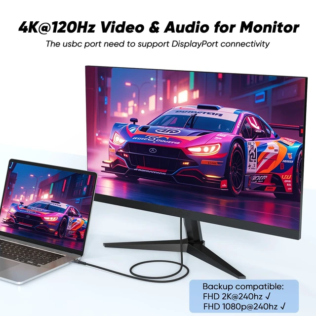 Alt view image 4 of 7 - USB C to USB C Data Transfer Cable 6Ft, USBC 3.2 Gen 2 20Gbps/4K Video/100W | Type C High Speed Transfer Video Display Fast Charging Full Function Cord for Macbook Phone Monitor External SSD Hub