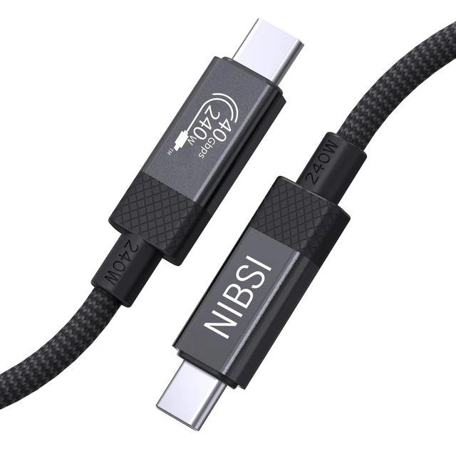 Main image of NIBSI 40Gbps USB4 Cable for Thunderbolt 4/3, 240W PD Fast Charging USB C to USB C Cable, 8K@60Hz Video, Aluminum Alloy Connectors & Nylon Braided for MacBook SSD Dock Monitor