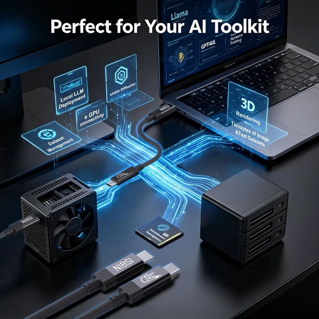Alt view image 4 of 7 - NIBSI 40Gbps USB4 Cable for Thunderbolt 4/3, 240W PD Fast Charging USB C to USB C Cable, 8K@60Hz Video, Aluminum Alloy Connectors & Nylon Braided for MacBook SSD Dock Monitor