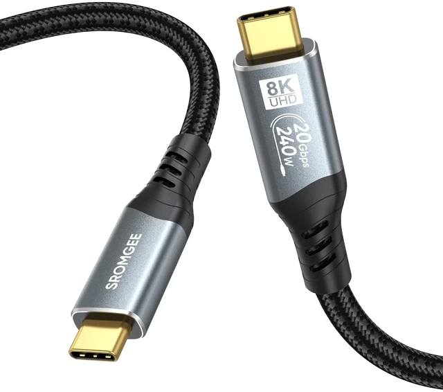 Main image of Data Transfer Cable Type C to Type C, 20Gbps/ 8K@60Hz Display/ 240W, 3.3ft | USB C 3.2 Gen 2 Fast Charging Monitor Video Cord for iPhone 17/16/15 Pro Max, MacBook Pro/Air, Galaxy S26, Externel SSDs