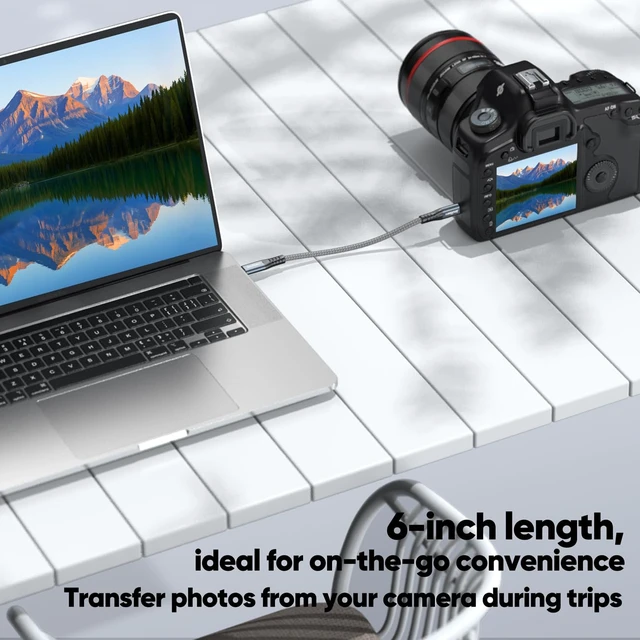 Alt view image 7 of 7 - Short USB C Data Cable 6 inch with USBC 3.2 Gen 2 20Gbps/240W PD/4K 15cm | High Speed Transfer, Fast Charging, 4K@60Hz Video USB-C to Type C Cord for Portable SSD Power Bank Docking Station Laptop