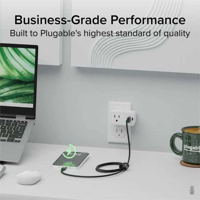 Alt view image 3 of 5 - Plugable USB C to USB A Cable, 10Gbps Data Transfer, 3A 15W Charging 3.3 Ft | Includes Desk Managment Strap, USB 3.2 Gen 2, Compatible with iPhone 16, iPad, Samsung Galaxy, Tablets, Laptops