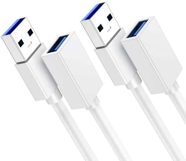 Main image of USB Extension Cable White 6.6FT 2-Pack, 5Gbps High Speed USB Extender 3.0 | Data Transmission USB A Extension Cord Male to Female Compatible Flash Drive, Hard Drive, SSD, PC, Webcam, Keyboard, Printer