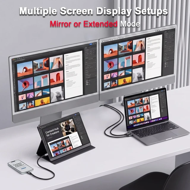 Alt view image 3 of 7 - RUUPRRN USB C Monitor Data Cable 6.6FT 8K@30Hz, 4K@144Hz, 20Gbps, 240W PD | USB C to USB C Charging, USB C 3.2 Gen 2X2 Cable Support Video, Data Transfer for iPhone 17, MacBook Neo,XPS,Portable