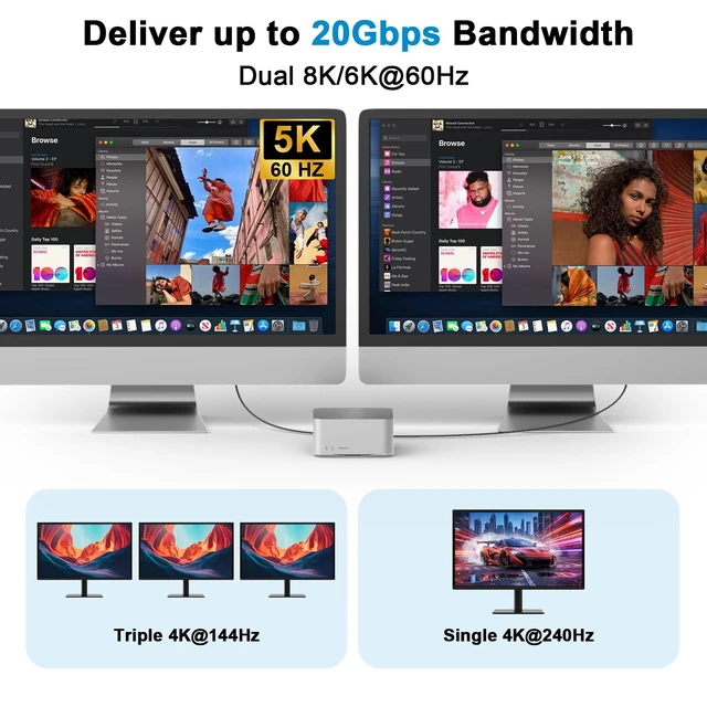 Alt view image 6 of 7 - RUUPRRN USB C Monitor Data Cable 6.6FT 8K@30Hz, 4K@144Hz, 20Gbps, 240W PD | USB C to USB C Charging, USB C 3.2 Gen 2X2 Cable Support Video, Data Transfer for iPhone 17, MacBook Neo,XPS,Portable