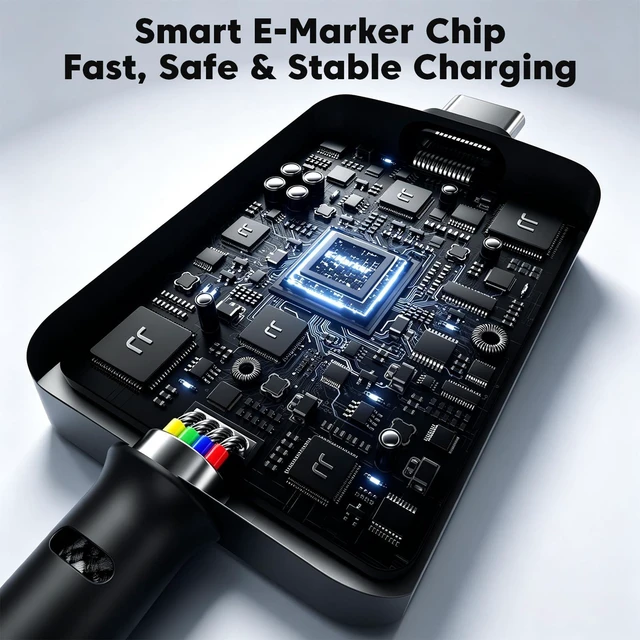 Alt view image 6 of 7 - toocki 2-in-1 100W USB C to USB C Cable with Charger for Apple Watch | Simultaneous Phone and Watch Charging, 2.5W Magnetic Module, 480Mbps Data Transfer, 4FT Nylon Braided, E-Marker Chip, Black
