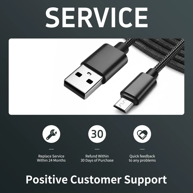 Alt view image 7 of 7 - Superer 2 Pack 10FT Micro USB Charger Cable Fit for PS4 Controller, Kindle Paperwhite, Fire Tablet, Xbox One X S, Roku Streaming Stick, Fire TV, Android Phone Charging Data Sync Nylon Braided Cord