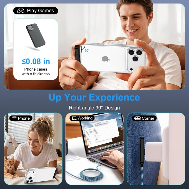 Alt view image 4 of 7 - Invisible Stand Charger Cable 60W Super Fast Charging Type C Cord 6FT 2Pack | Braided USB C to USB C Android Phone Cable for Samsung Galaxy S26 Ultra/S25 FE/S25/S24/S23/S22/S21/S20/S10/A18/A17/A16/A37