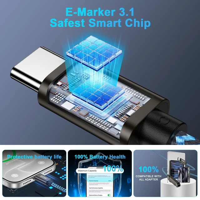 Alt view image 6 of 7 - Invisible Stand Charger Cable 60W Super Fast Charging Type C Cord 6FT 2Pack | Braided USB C to USB C Android Phone Cable for Samsung Galaxy S26 Ultra/S25 FE/S25/S24/S23/S22/S21/S20/S10/A18/A17/A16/A37