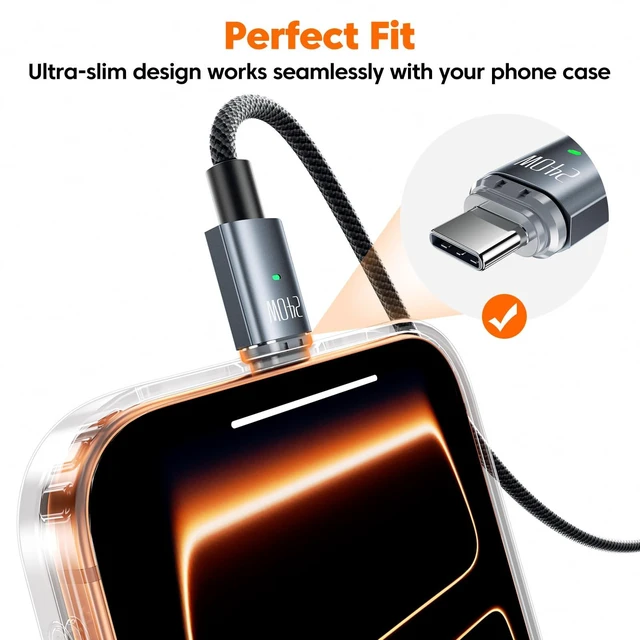 Alt view image 5 of 7 - toocki 240W Magnetic USB C to USB C Cable, 6.6FT Braided Cord, Black | 240w Pd 3.1 Charging; E-Marker Chip; Detachable Magnetic Usb-C Tip; 480mbps Data Transfer; 6.6ft Nylon Braided Cord