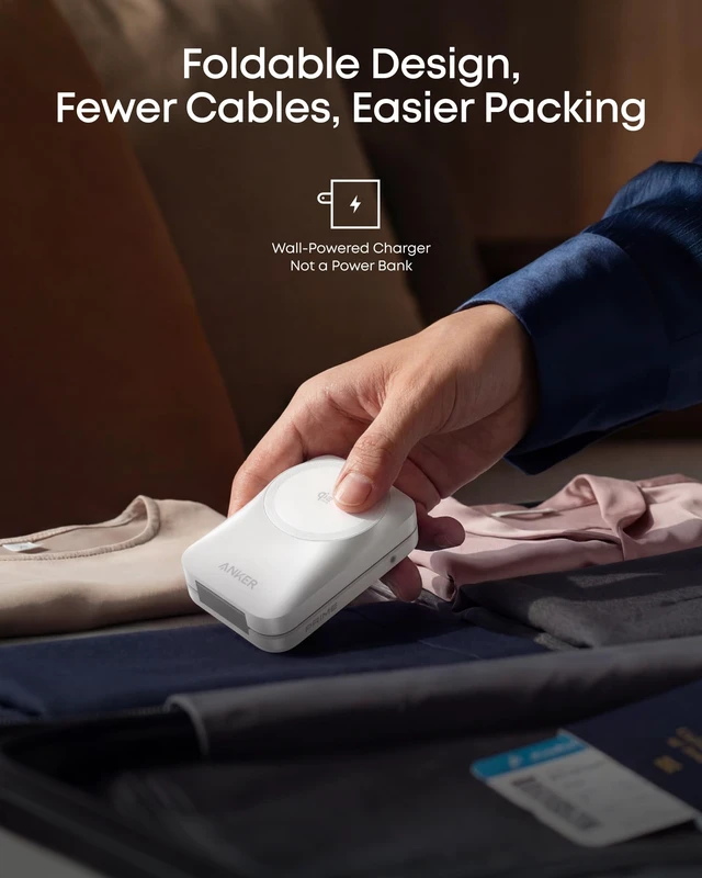 Alt view image 4 of 7 - Anker Prime 25W Qi2.2-Certified Palm-Sized 3-in-1 Foldable MagSafe Charger | Travel-Ready Charging Station, AirCool Wireless Charger for iPhone 18 Pro, Apple Watch, AirPods