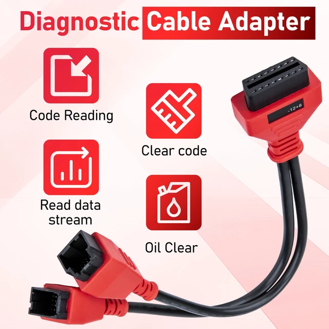Alt view image 4 of 7 - 12+8 Pin Connector to OBD2 Adapter, 2.6FT Secutiry Gateway Bypass Cable | Compatible with Chrysler SGW Equipped FCA Vehicles for Diagnostic, Fit for Scanners MK808 MK808S MX808 MS906 Pro MS908S