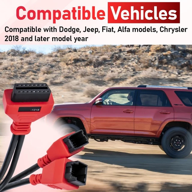Alt view image 7 of 7 - 12+8 Pin Connector to OBD2 Adapter, 2.6FT Secutiry Gateway Bypass Cable | Compatible with Chrysler SGW Equipped FCA Vehicles for Diagnostic, Fit for Scanners MK808 MK808S MX808 MS906 Pro MS908S