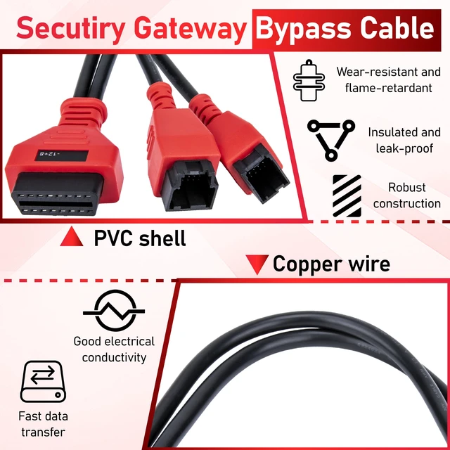 Alt view image 3 of 7 - 12+8 Pin Connector to OBD2 Adapter, 2.6FT Secutiry Gateway Bypass Cable | Compatible with Chrysler SGW Equipped FCA Vehicles for Diagnostic, Fit for Scanners MK808 MK808S MX808 MS906 Pro MS908S