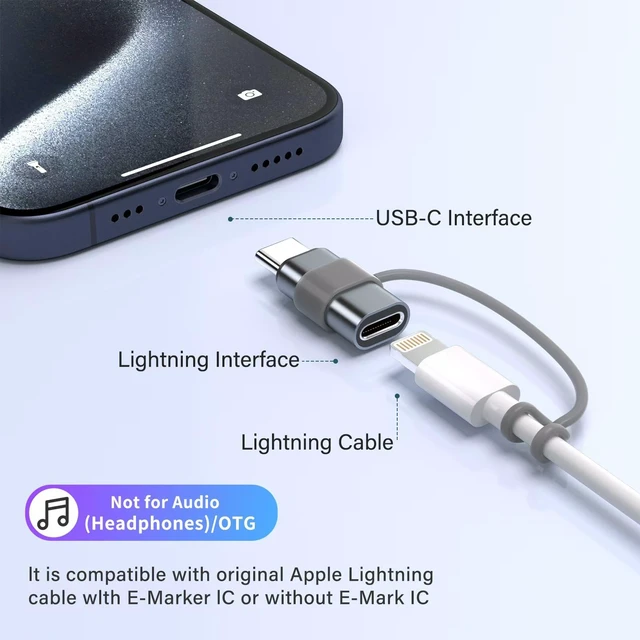 Alt view image 3 of 7 - Thousover 4 Pack Lightning to USB C Adapter for iPhone 15/16/17 Pro/17 Pro Max,for iPhone 17/16 Charger,17/16 Accessories,Fast Charging & Data Transfer,USB C Charger Connector Cable (Gray)