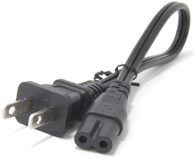 Main image of Short 1FT Figure 8 Power Cord, 18AWG 2 Prong AC Cable for TV | Connector Replacement, Space-Saving Design for Power Strips, Compatible with Figure-8 Devices