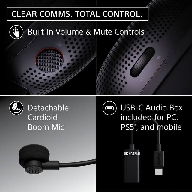 Alt view image 5 of 7 - Sony INZONE H6 Air Wired Open-Back Gaming Headset with Mic, Black | UltraLightweight for All Day Comfort, For PC/PS5/Mobile, Detachable High-Fidelity Mic, Audiophile, USBC Audio Box