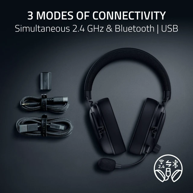 Alt view image 6 of 7 - Razer BlackShark V3 Wireless PC Gaming Headset, 70 Hr Battery, Black | 10 ms Ultra-Low Latency, 50mm Drivers, 2.4 GHz, Bluetooth, Wired USB-C, Works with Mac, PS5, Nintendo Switch, Smartphone