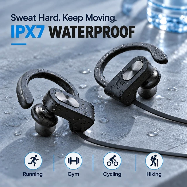 Alt view image 7 of 7 - Redzoo Bluetooth Headphones Wireless Sports In-Ear Earbuds IPX7 Waterproof | 16 Hrs Playtime, Stereo Sound Isolation Headsets for Gym, Running Headphones for Workout Sports, Clear Sound