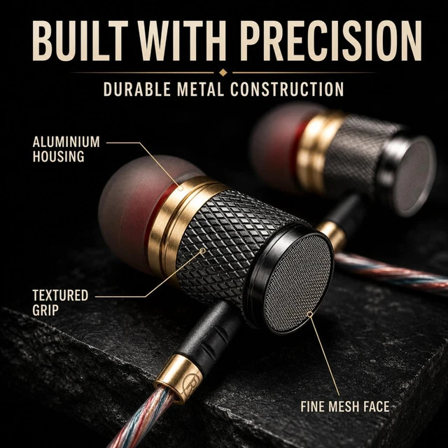 Alt view image 5 of 7 - Betron YSM1000 Earphones Wired Earbud Headphones with 3.5mm Jack | Aluminum, In-Ear, Deep Bass, Tangle-Free 1.2m Cord, S/M/L Ear Buds & Case included, No Mic