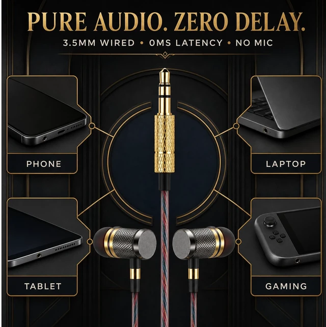 Alt view image 6 of 7 - Betron YSM1000 Earphones Wired Earbud Headphones with 3.5mm Jack | Aluminum, In-Ear, Deep Bass, Tangle-Free 1.2m Cord, S/M/L Ear Buds & Case included, No Mic