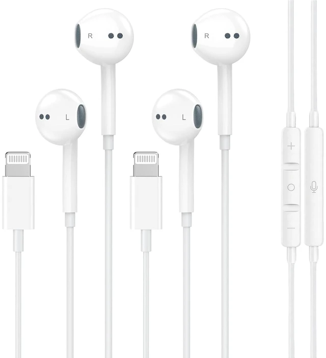 Main image of 2 Packs-Wired Headphones Earbuds for iPhone 14/13/12/11/XR/XS/X/SE/Pro Max | with Reduction Built-in Microphone & Volume Control Earphones Compatible with iPhone 14/13/12/11/XR/XS/X/8/7/SE/Pro/Pro Max