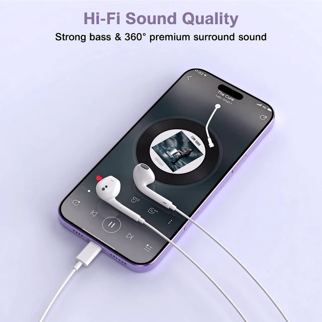 Alt view image 6 of 7 - 2 Packs-Wired Headphones Earbuds for iPhone 14/13/12/11/XR/XS/X/SE/Pro Max | with Reduction Built-in Microphone & Volume Control Earphones Compatible with iPhone 14/13/12/11/XR/XS/X/8/7/SE/Pro/Pro Max