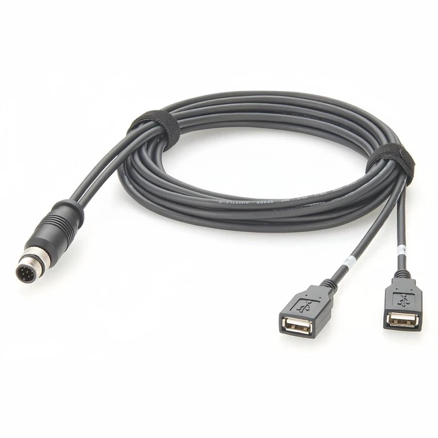 Alt view image 8 of 14 - M12 A-Code 8Pin Male to Dual USB 2.0 Female Extension Cable IP67 Shielded M12 to USB Type A Cable Compatible with M12-2USB-300 for PLC, Sensors, Industrial Automation(3M/9.84FT)