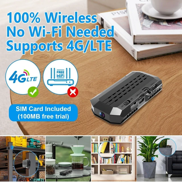 Alt view image 9 of 14 - No power cord required. 4G LTE cellular hidden surveillance camera (no WiFi needed, built-in SIM card). Built-in battery. Vehicle monitoring. HD night vision. Motion detection. Remote access via app.